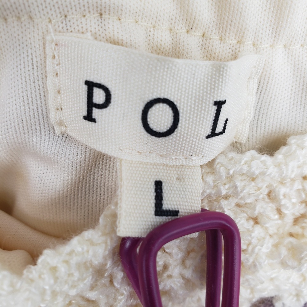 POL Crochet Square Knit Maxi Skirt Size L Tassel Fringe Boho Grandma Core Cream - Picture 5 of 11